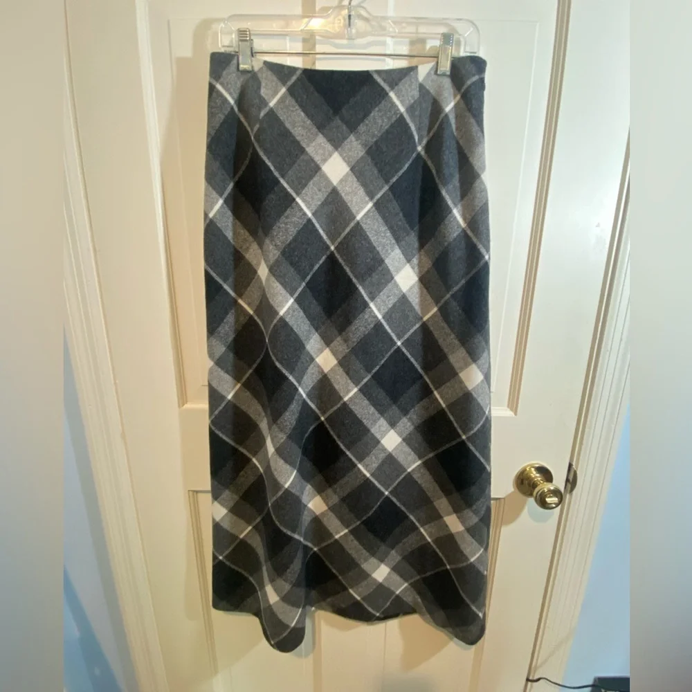 Vintage Kate HIll Wool Pencil Skirt Black/Gray/White Plaid SIZE 8
